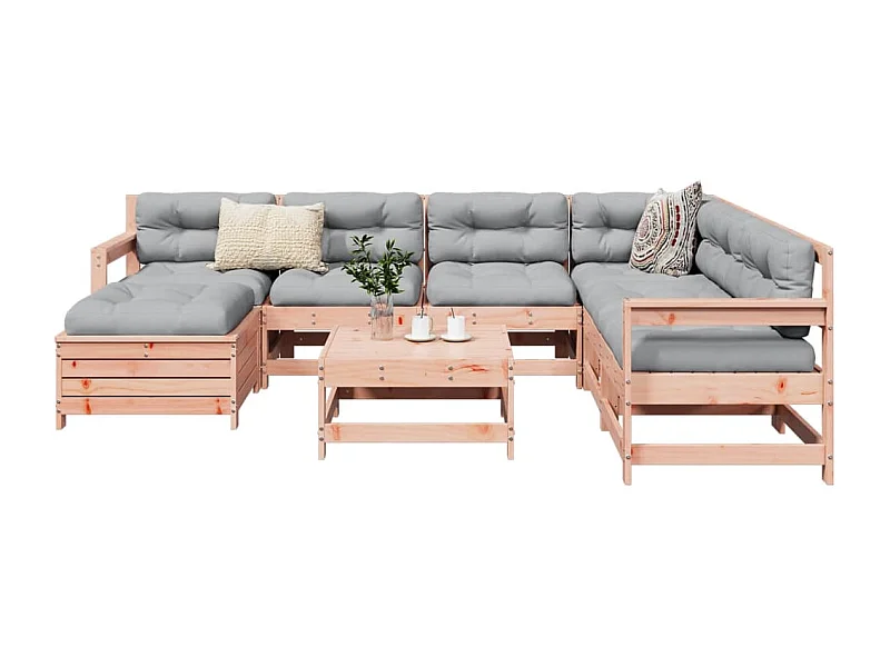 Set Divani da Giardino 8 pz in Legno Massello Abete Douglas