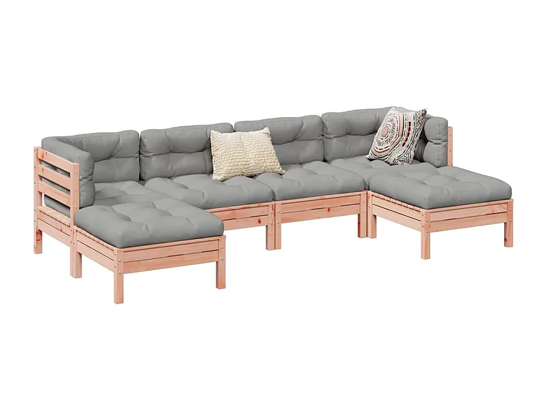 6-delige Loungeset met kussens massief douglas vurenhout