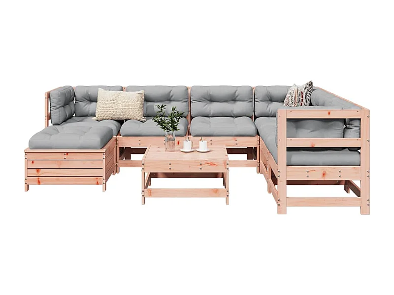 Set Divani da Giardino 8 pz in Legno Massello Abete Douglas