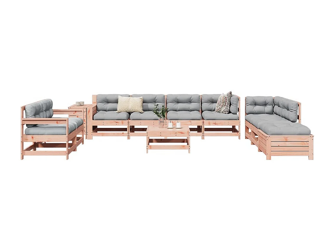 Set Divani da Giardino 11 pz in Legno Massello Abete Douglas