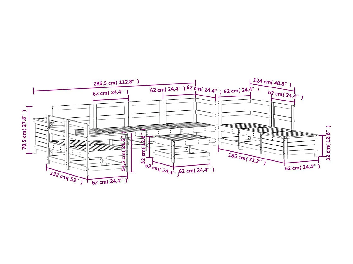 Set Divani da Giardino 11 pz in Legno Massello Abete Douglas