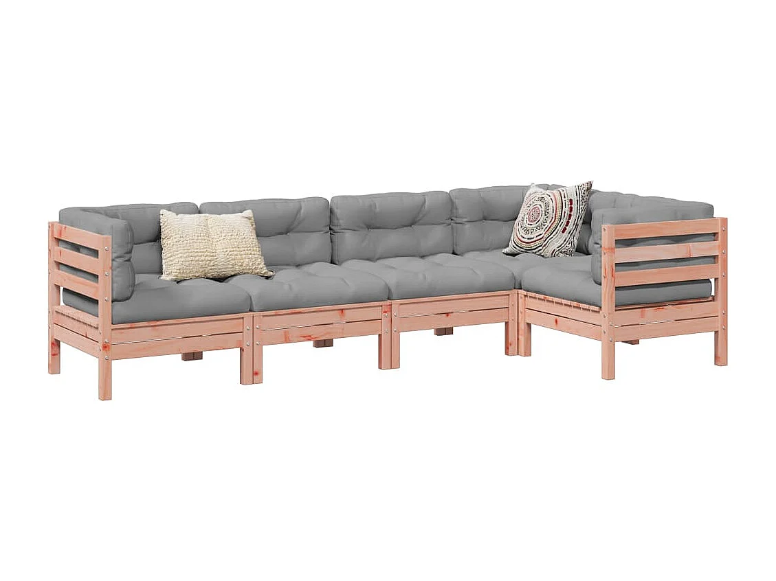 Set Divani Giardino 5 pz Cuscini Legno Massello Abete Douglas