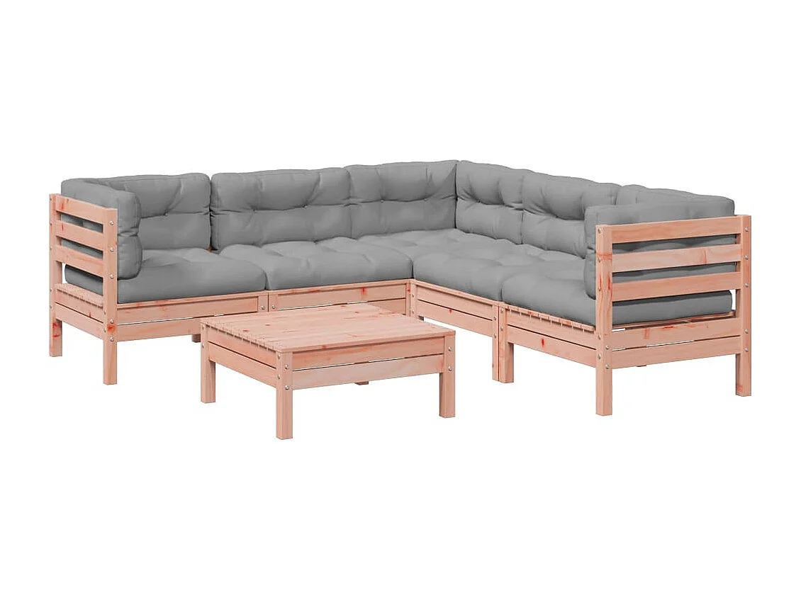 Set Divani Giardino 6 pz Cuscini Legno Massello Abete Douglas