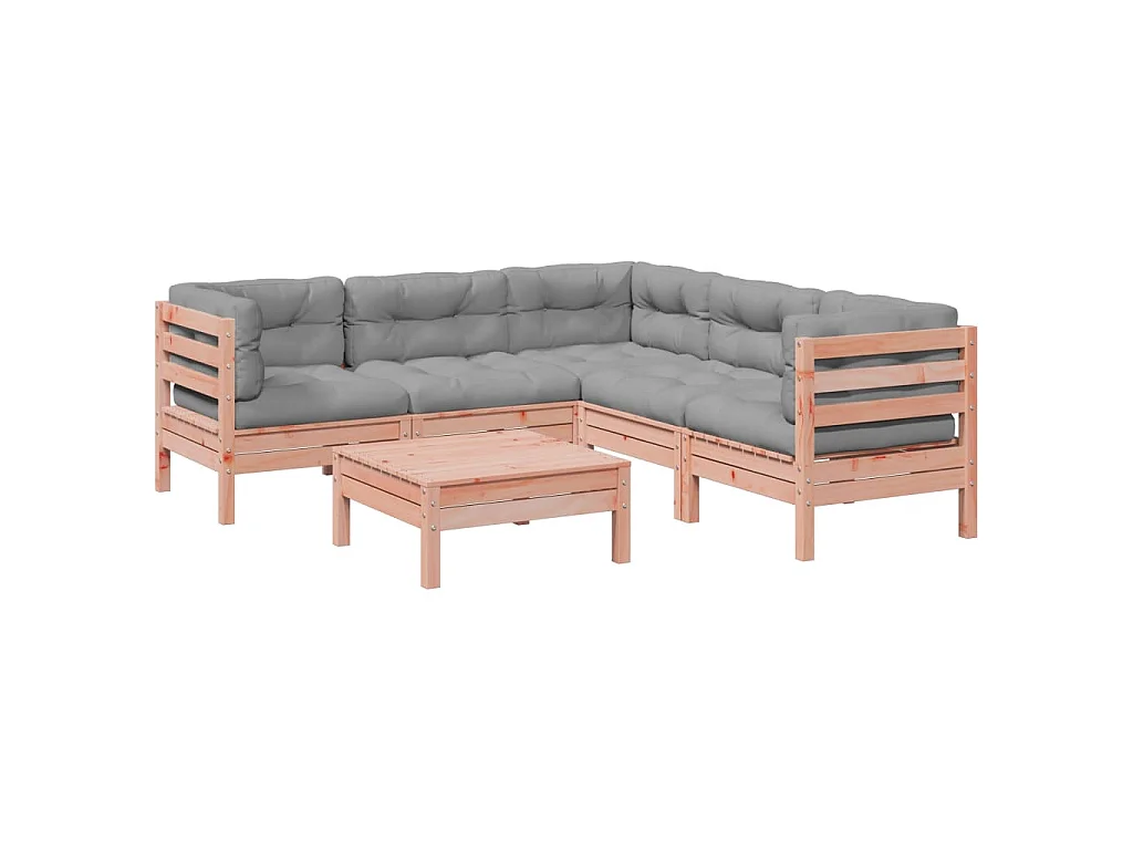 6-tlg. Garten-Sofagarnitur mit Kissen Massivholz Douglasie