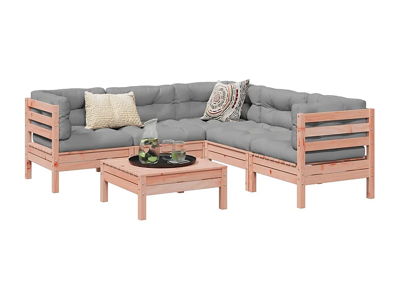 Set Divani Giardino 6 pz Cuscini Legno Massello Abete Douglas