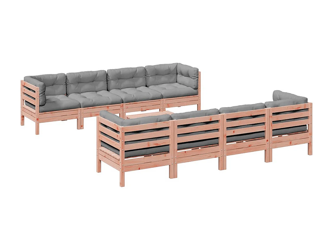 9 pcs conj. sofás jardim c/ almofadões madeira abeto-de-douglas