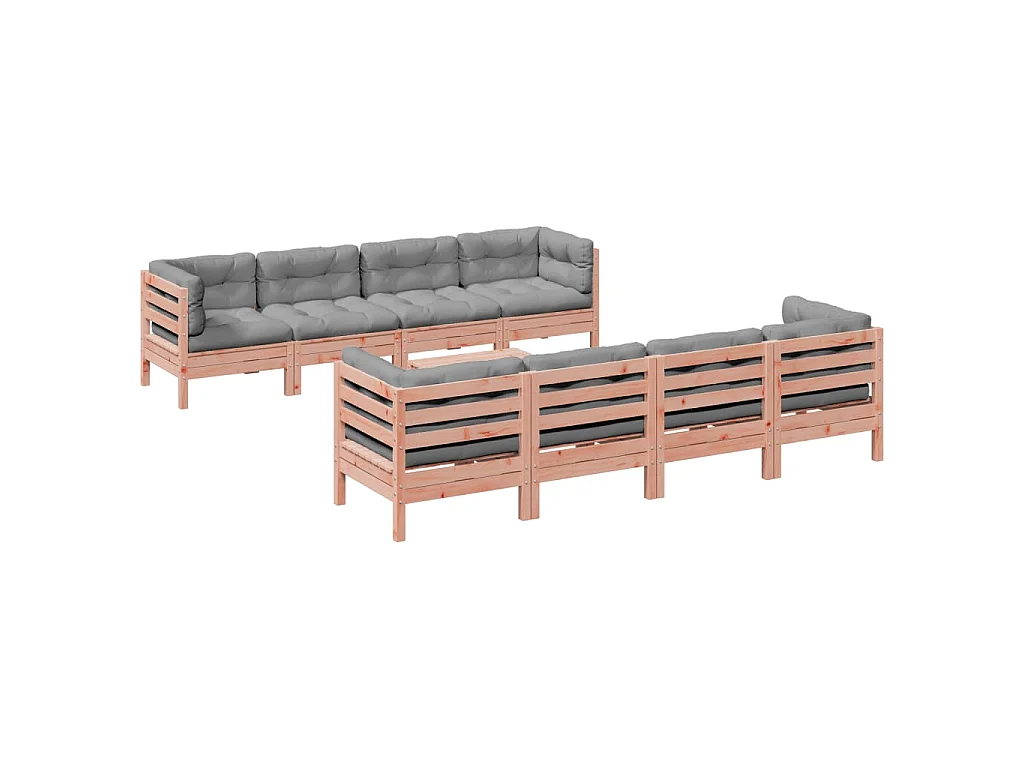 9-tlg. Garten-Sofagarnitur mit Kissen Massivholz Douglasie