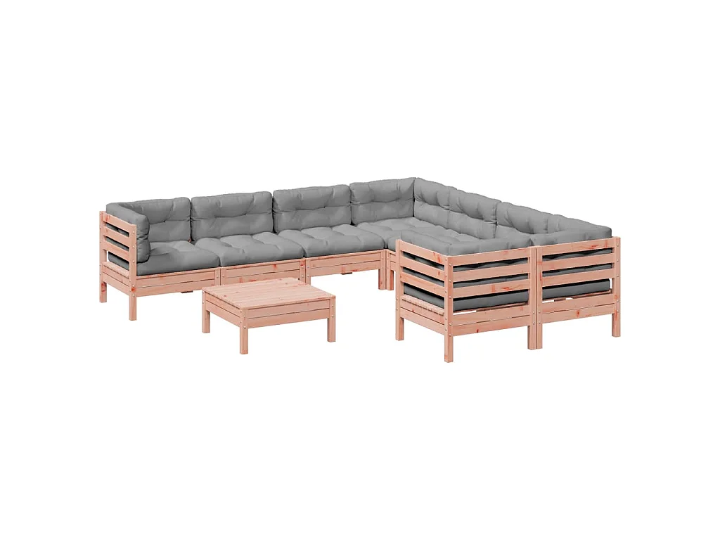 9-tlg. Garten-Sofagarnitur mit Kissen Massivholz Douglasie