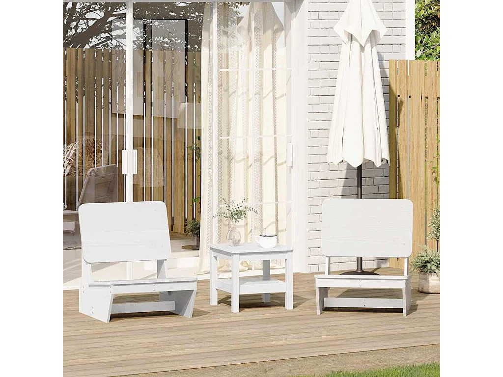 Sillas jardín 2 uds madera maciza pino blanco 60x64x70,5 cm