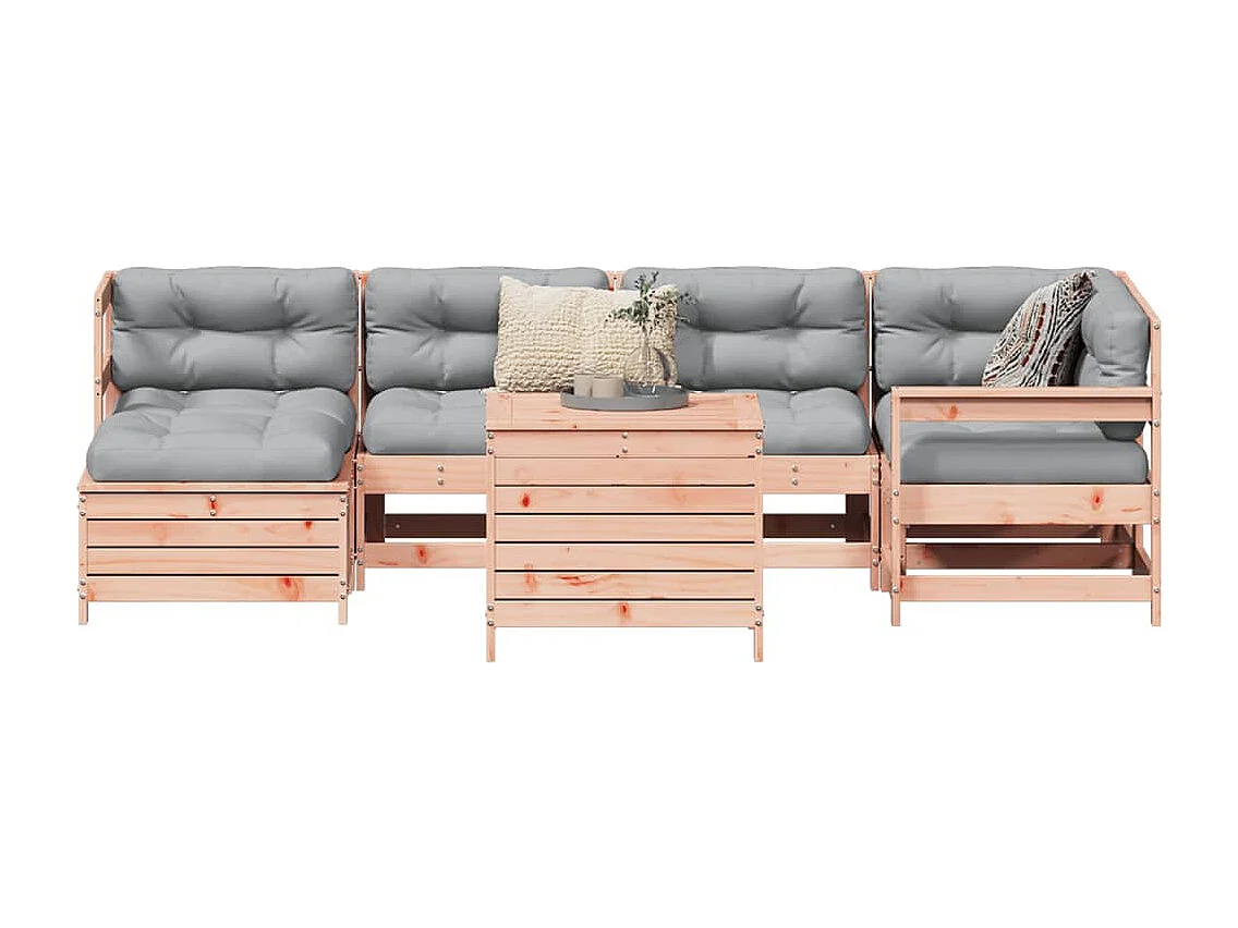 Set Divani da Giardino 7 pz in Legno Massello Abete Douglas