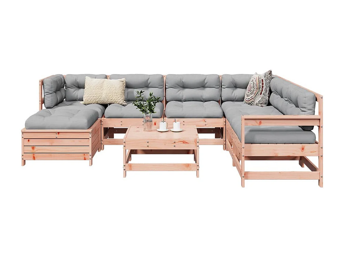 Set Divani da Giardino 8 pz in Legno Massello Abete Douglas