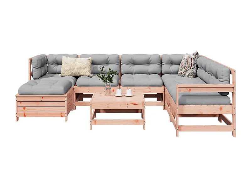 Set Divani da Giardino 8 pz in Legno Massello Abete Douglas