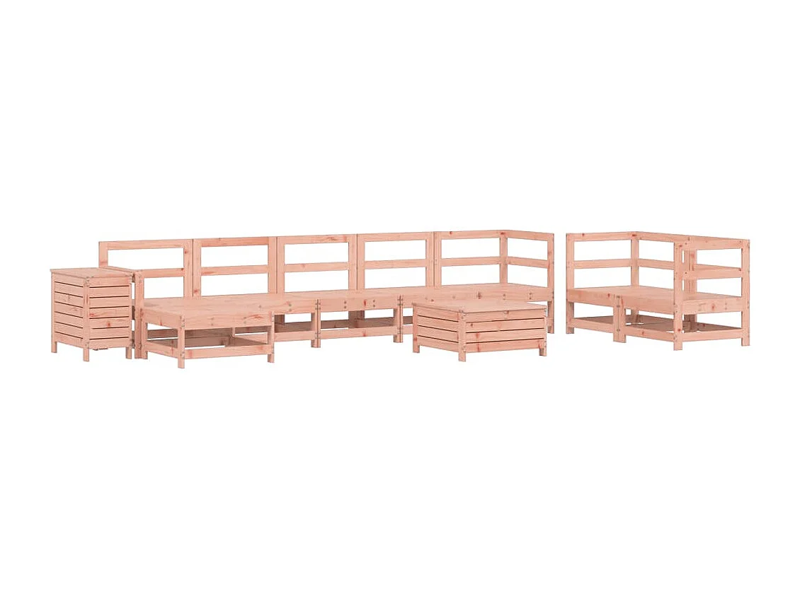Set Divani da Giardino 10 pz in Legno Massello Abete Douglas