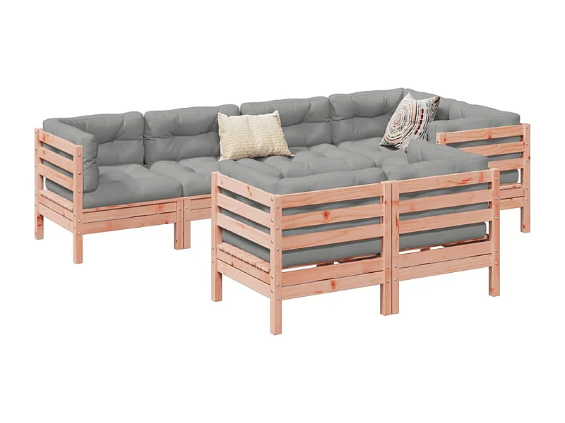 Set Divani Giardino 7 pz Cuscini Legno Massello Abete Douglas