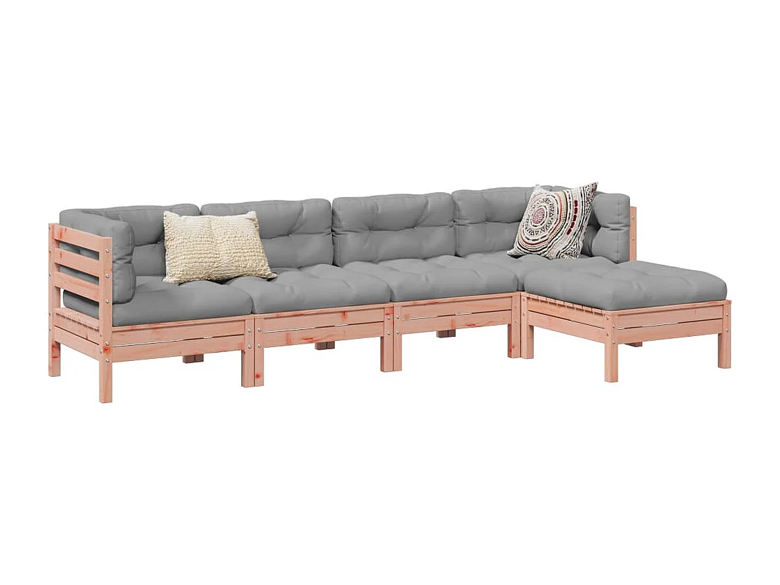 5-delige Loungeset met kussens massief douglas vurenhout