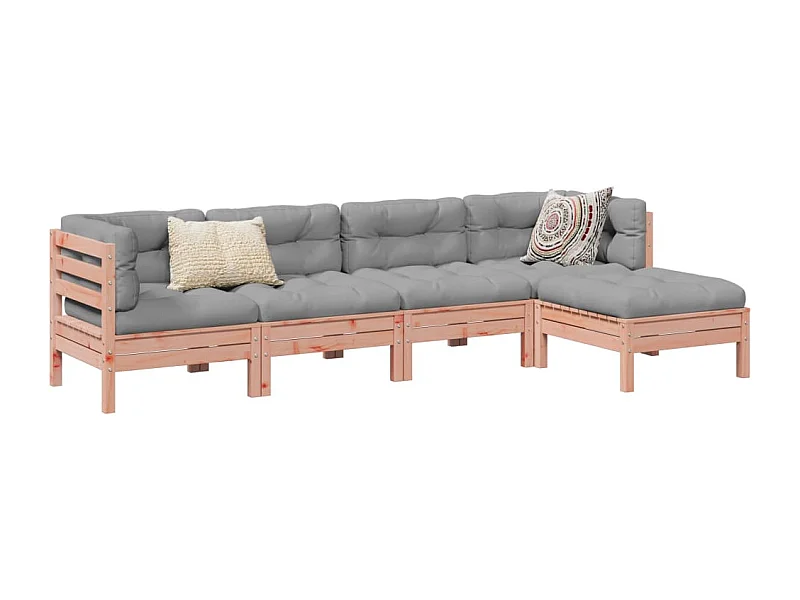 5-delige Loungeset met kussens massief douglas vurenhout