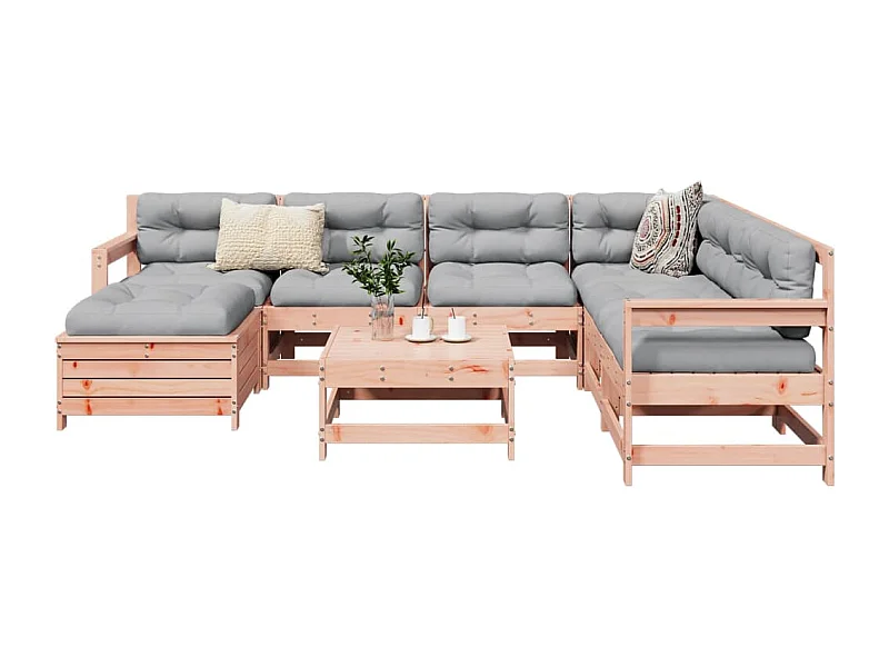 Set Divani da Giardino 8 pz in Legno Massello Abete Douglas