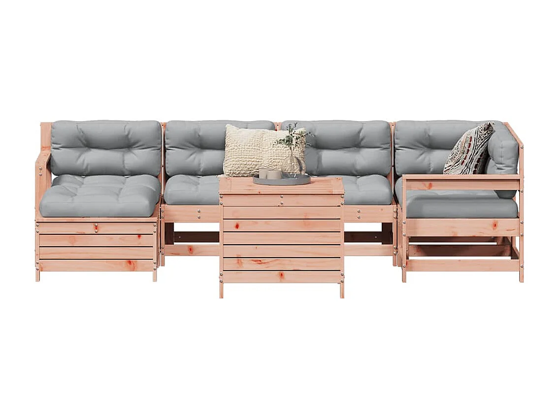 Set Divani da Giardino 7 pz in Legno Massello Abete Douglas