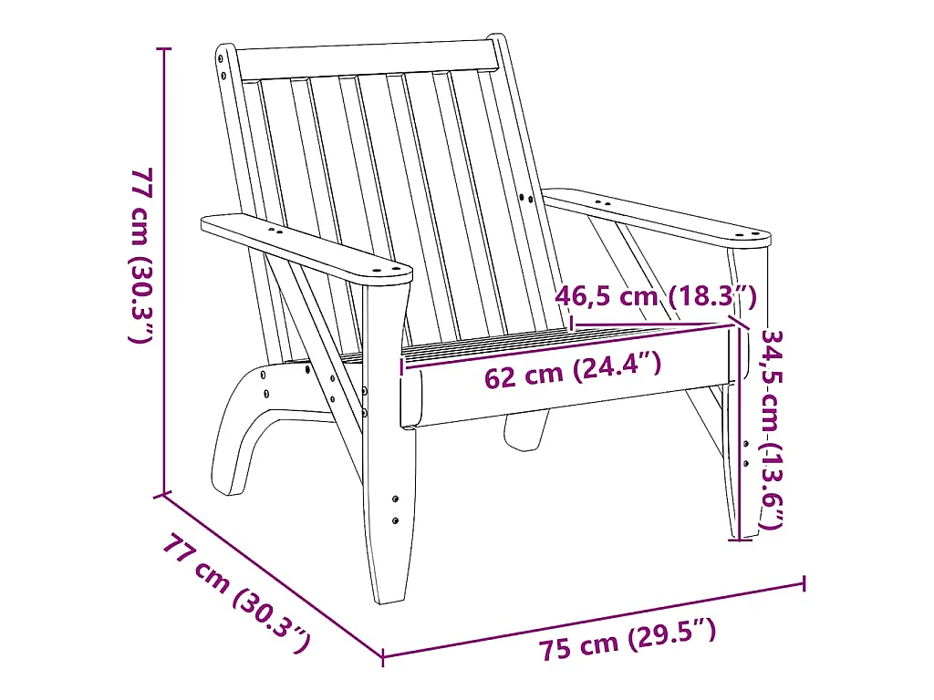 Tuinstoel Adirondack 75x77x77 cm massief grenenhout wit