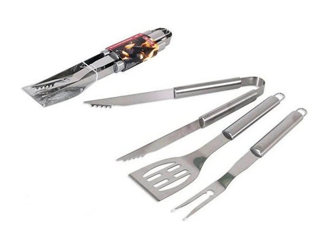 Set 3 accesorios barbacoa Silver Algon plateado