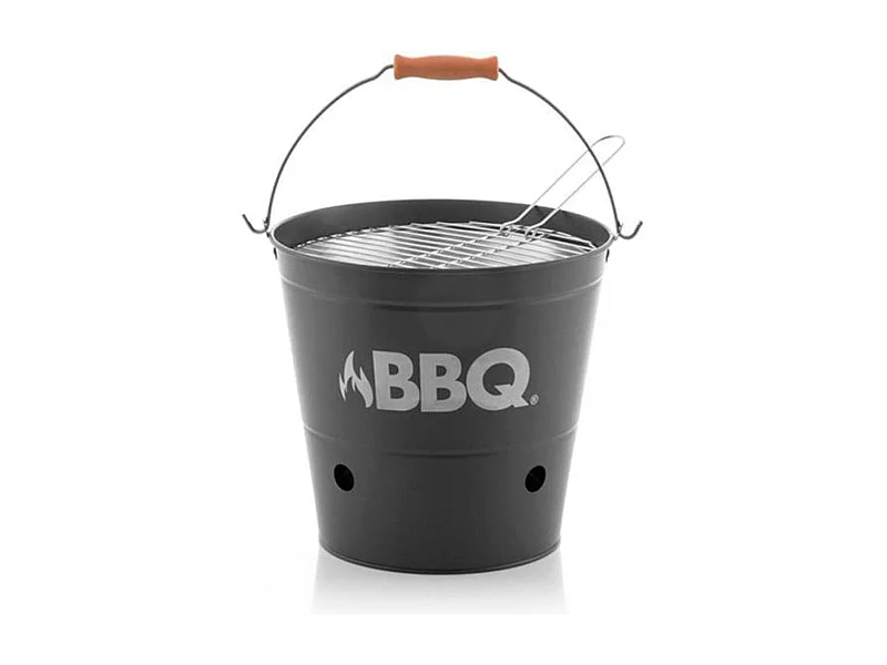 Barbacoa cubo portátil con parrilla gris Ø26x25 cm