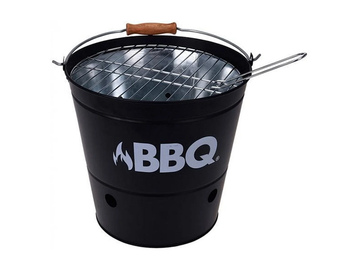 Barbacoa cubo portátil con parrilla negro Ø26x25 cm