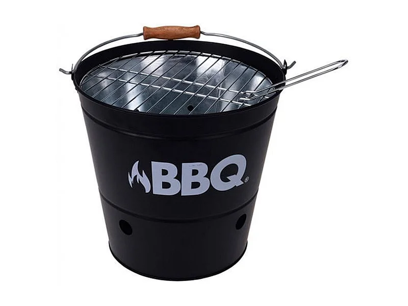 Barbacoa cubo portátil con parrilla negro Ø26x25 cm