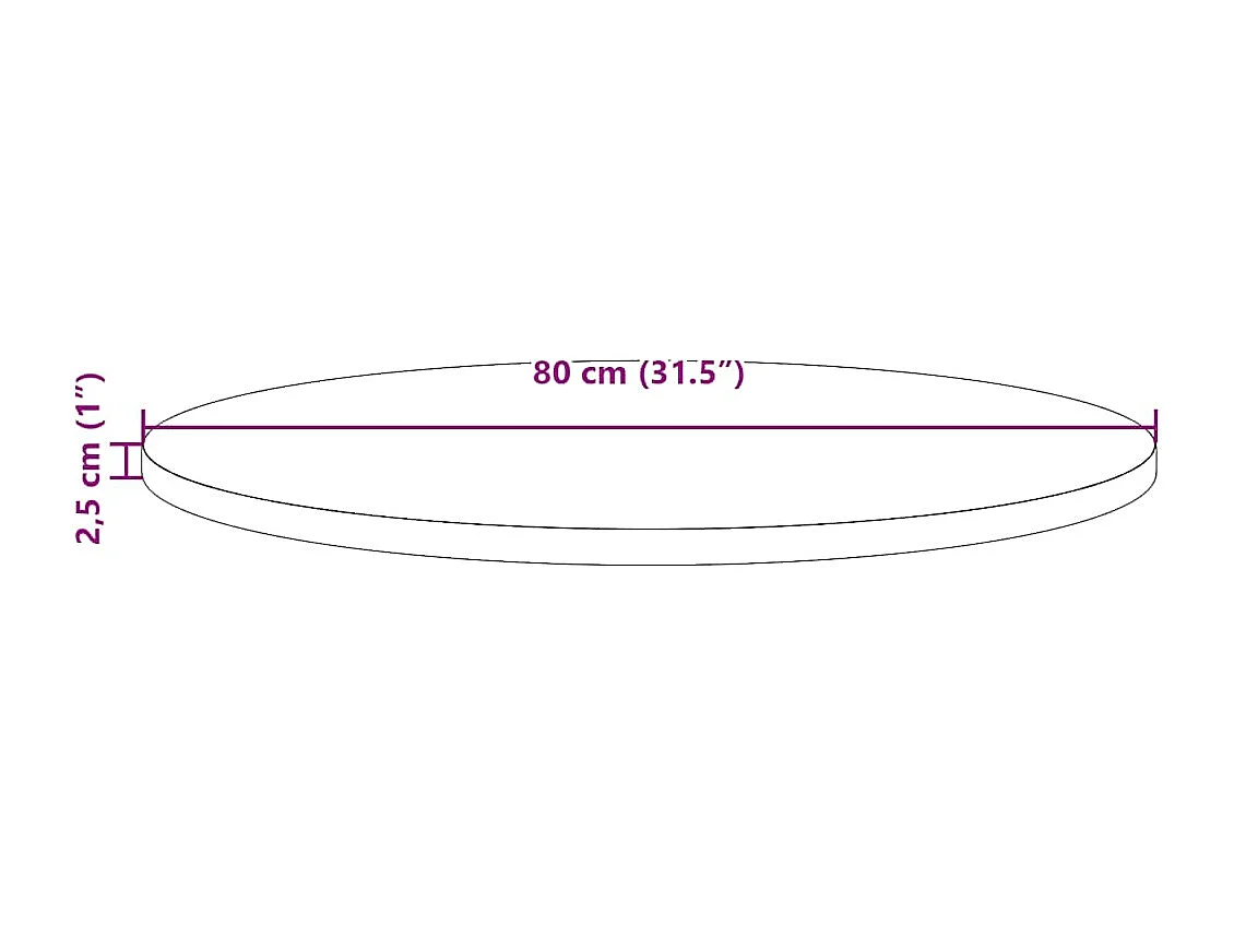 Dessus de table rond cire marron Ø80x2,5 cm bois de pin massif