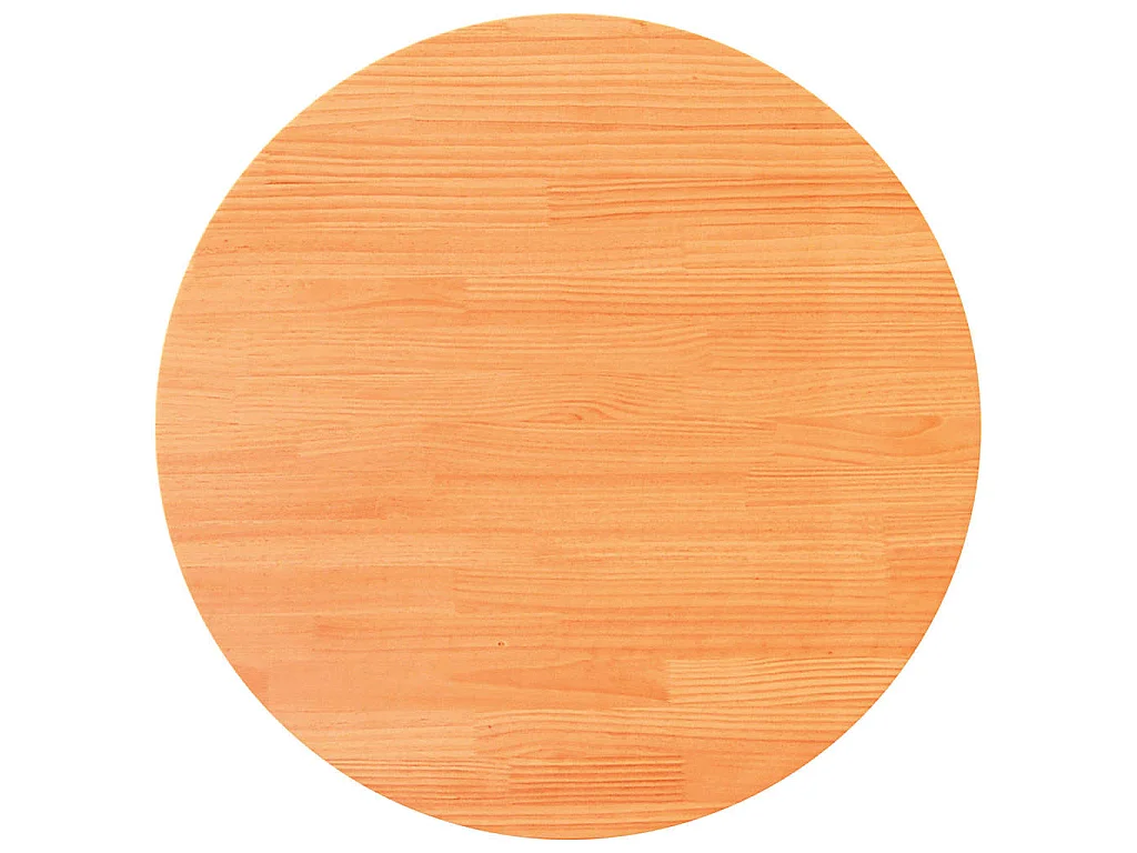 Dessus de table rond cire marron Ø80x2,5 cm bois de pin massif