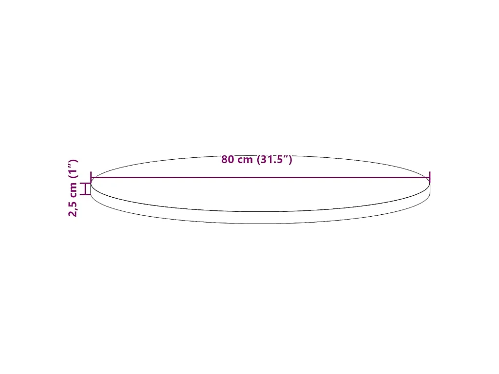 Dessus de table rond cire marron Ø80x2,5 cm bois de pin massif