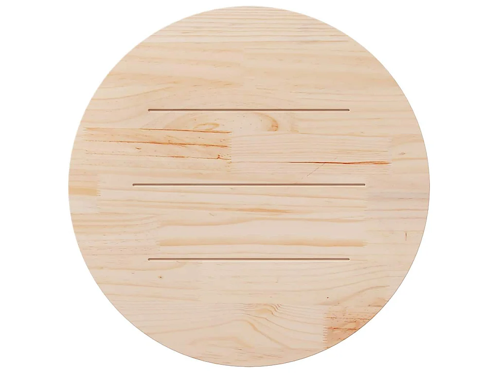 Dessus de table rond cire marron Ø80x2,5 cm bois de pin massif