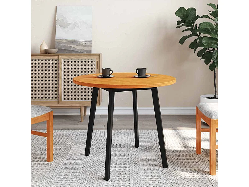 Dessus de table rond cire marron Ø80x2,5 cm bois de pin massif