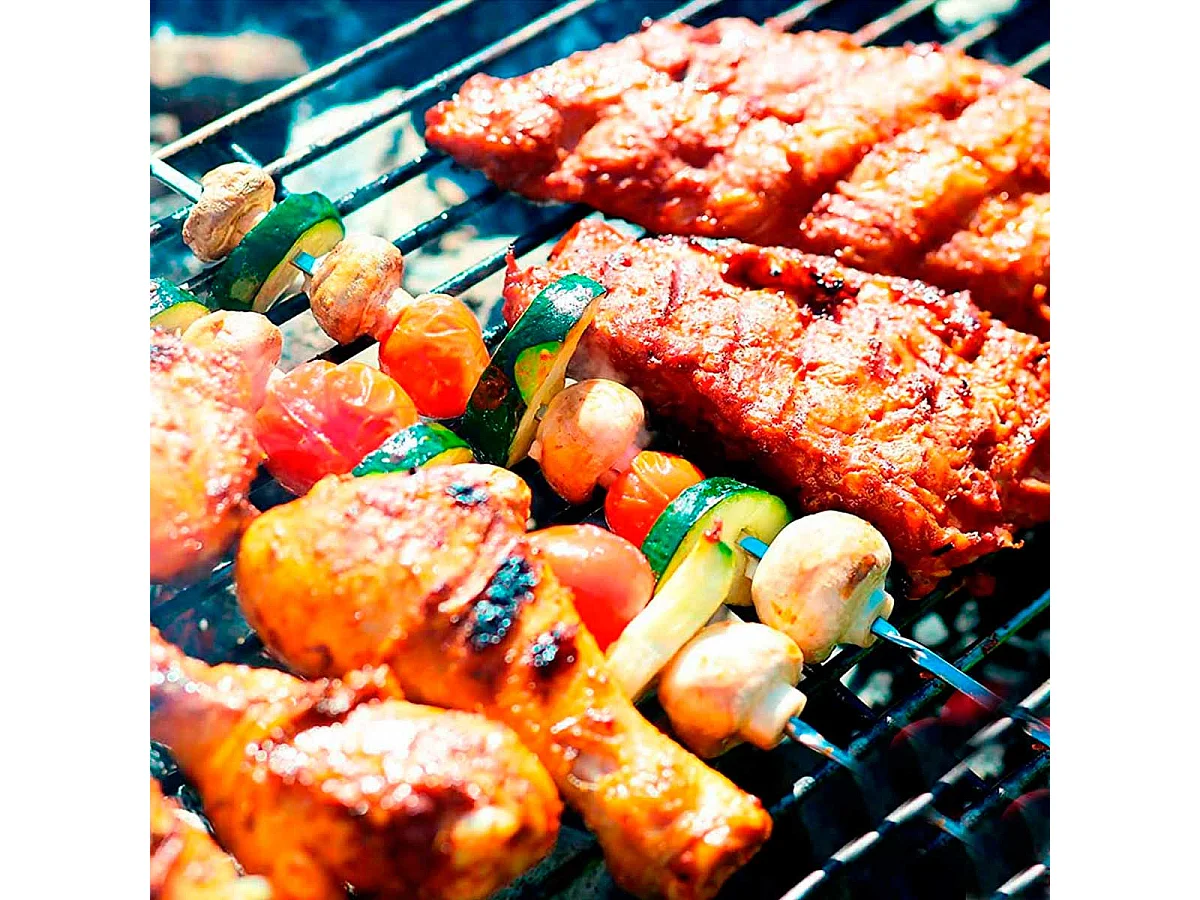 Parrilla doble cara de acero al carbono zincado inox 30x35 cm