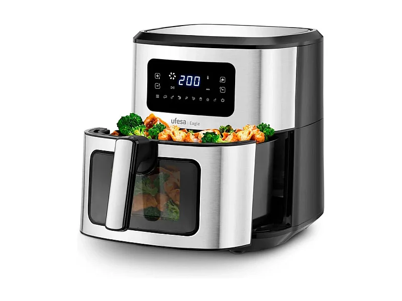 Freidora de aire Ufesa Eagle 1700W 6,5L 8 programas negro/inox
