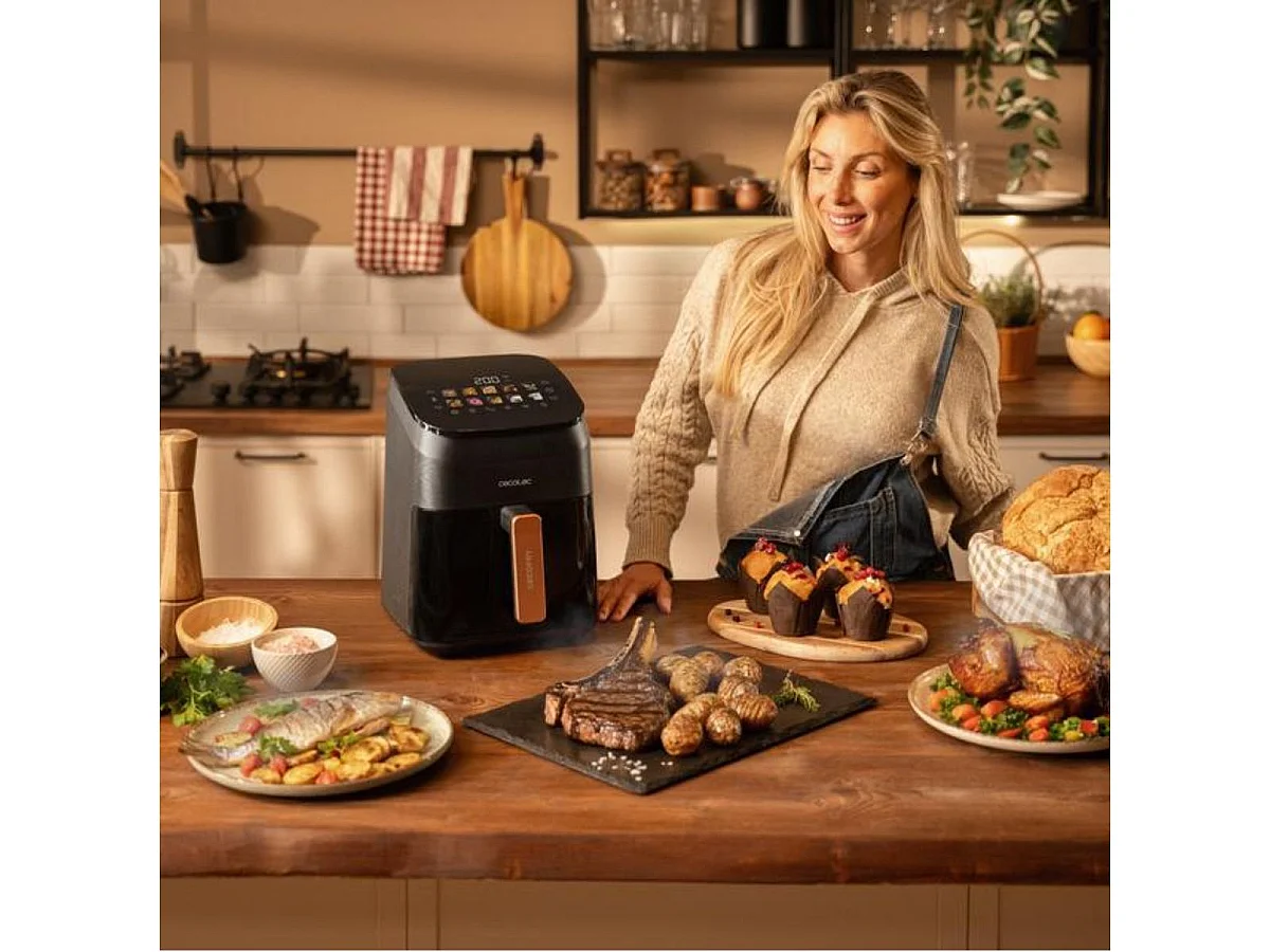 Freidora de aire Cecotec Cecofry&Grill Smokin' 4500 1900W 4,5L doble grill + ahumador negro