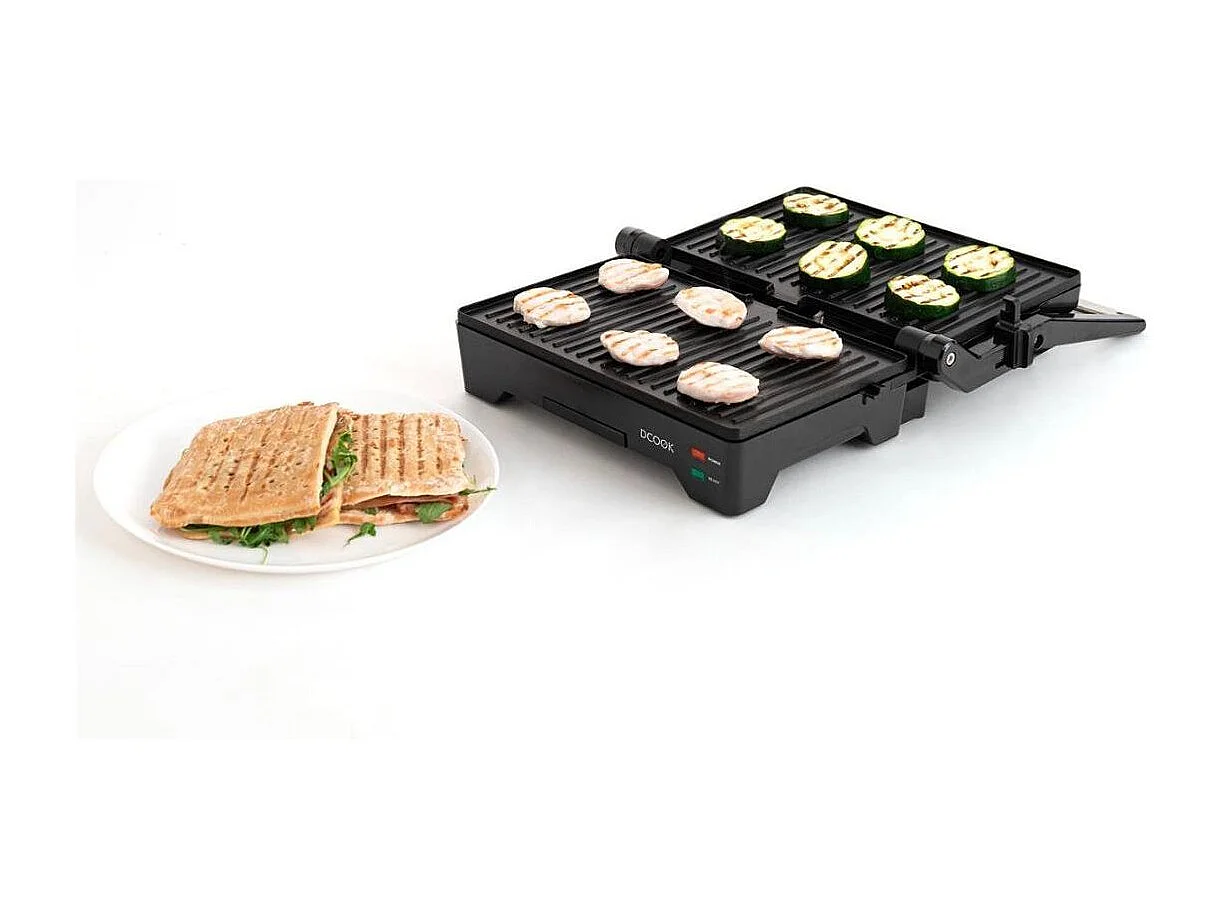 Grill doble placa Gallery Dcook 1600W tapa basculante negro
