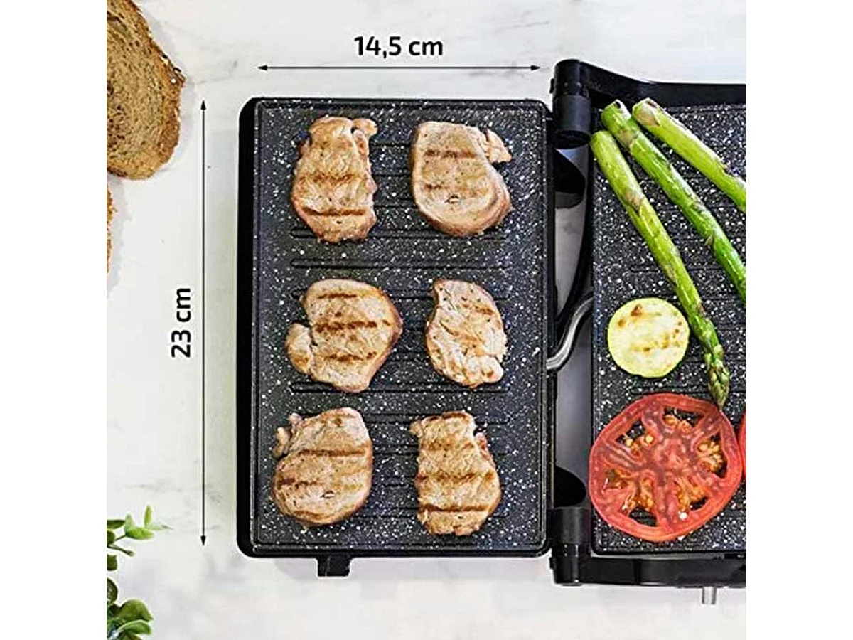 Parrilla eléctrica Cecotec Rock´nGrill 750 Full Open 750W inox/negro