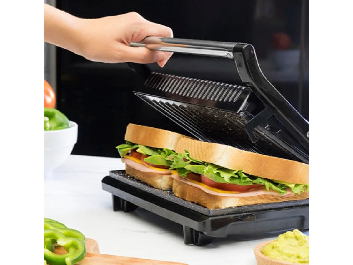 Parrilla eléctrica Cecotec Rock´nGrill 750 Full Open 750W inox/negro