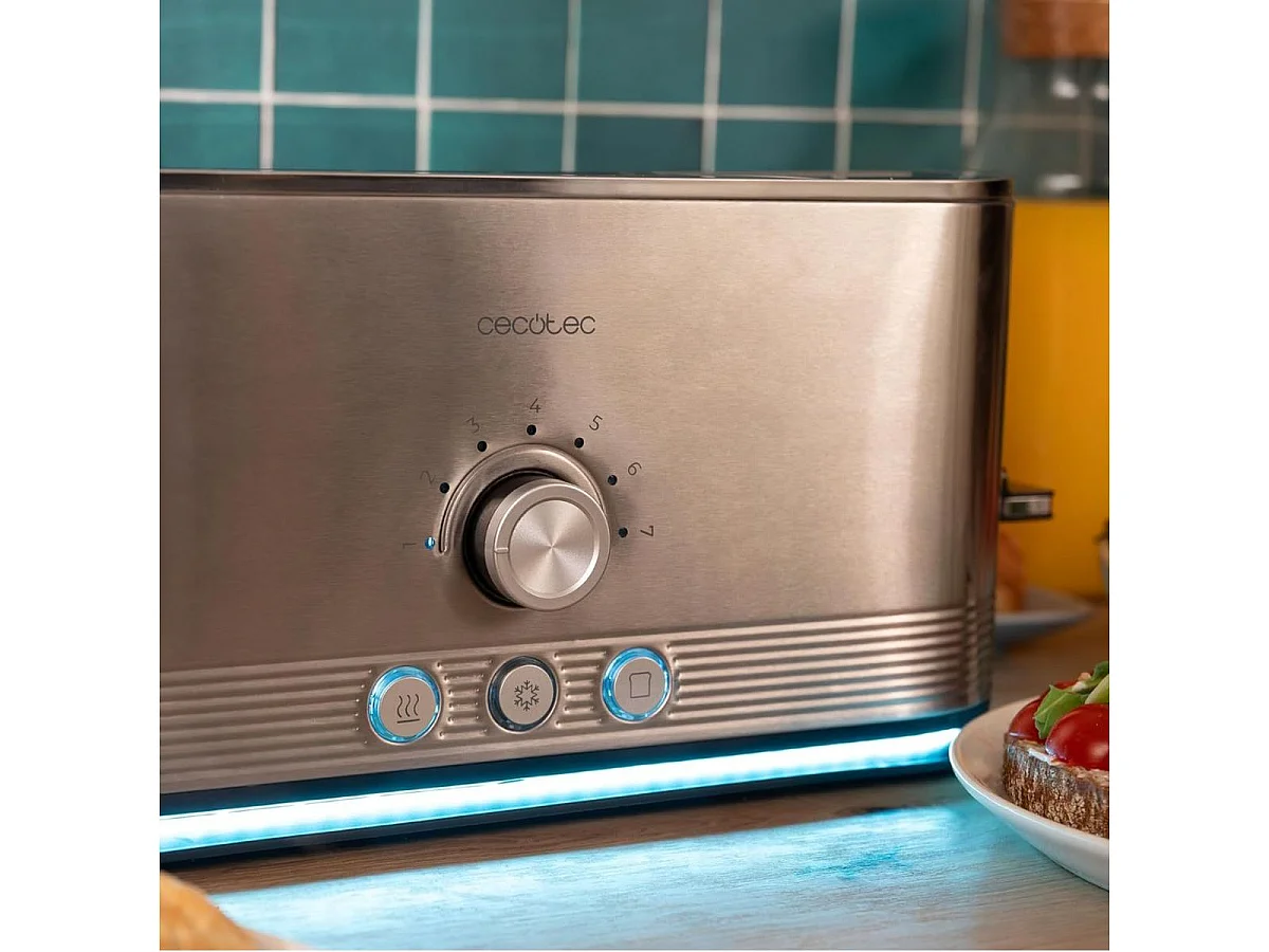 Tostador Cecotec Shine&Toast Extra 1050W ranura larga 7 niveles inox