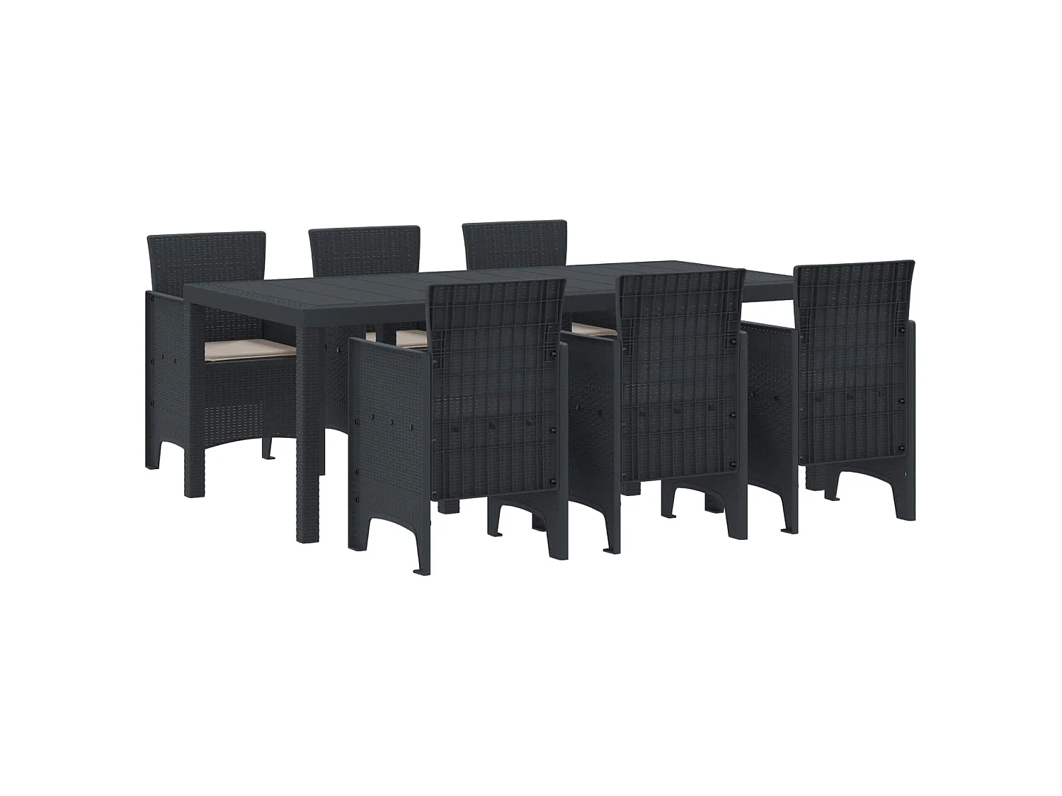Conjunto de Jantar para Jardim 7 unid. Antracite Polipropileno
