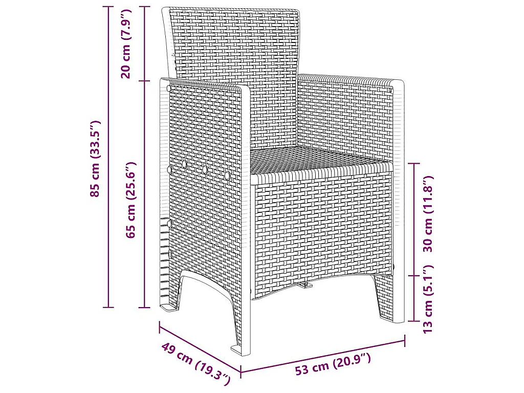 Chaise de jardin 4 pcs Gris clair 53 x 49 x 85 cm Polypropylène