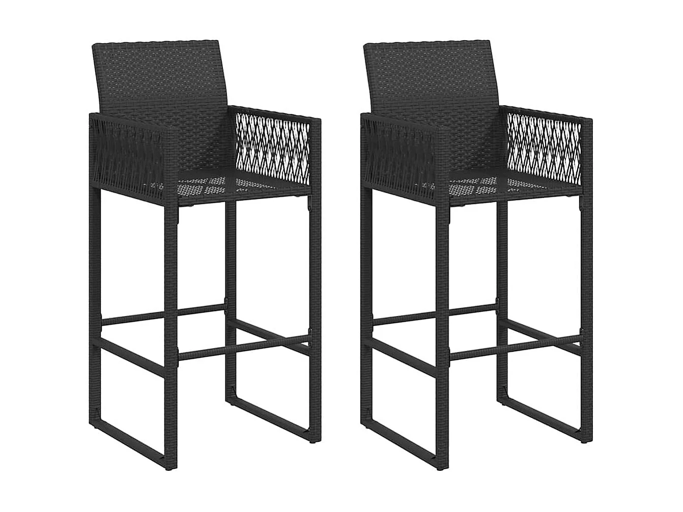 Tabourets de bar de jardin lot de 2 noir résine tressée