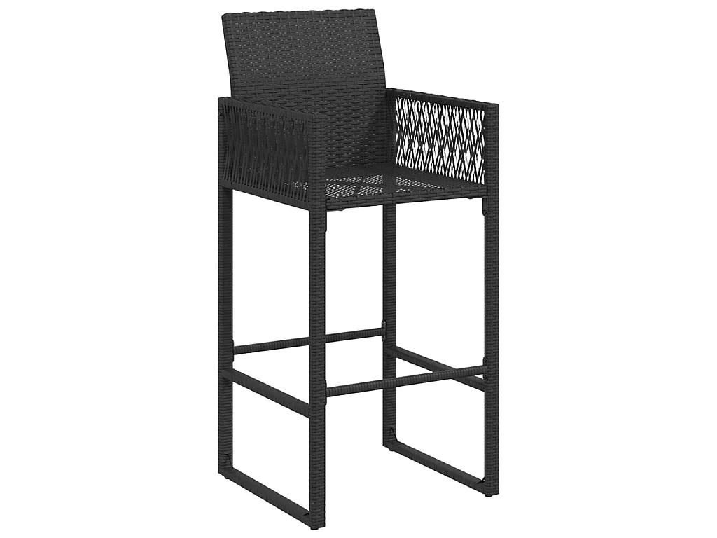 Sgabelli da Bar da Giardino 2 pz in Polyrattan Nero