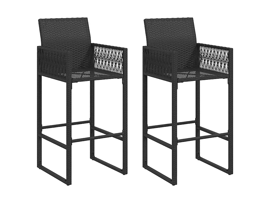 Sgabelli da Bar da Giardino 2 pz in Polyrattan Nero