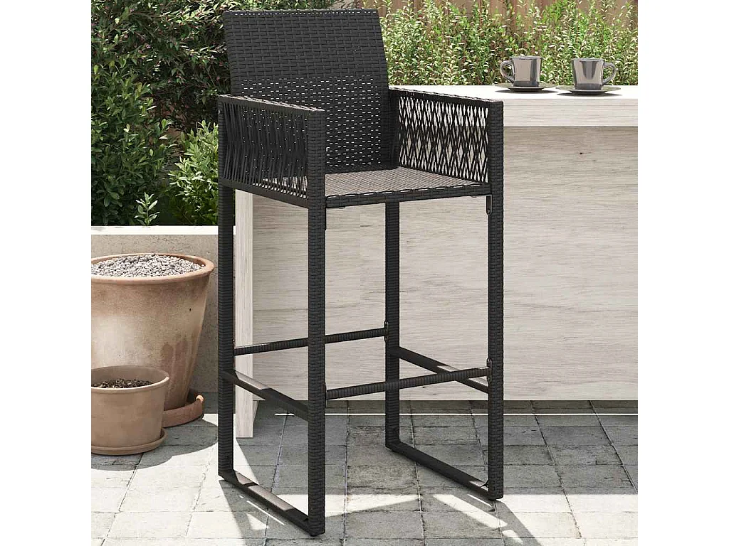 Sgabelli da Bar da Giardino 2 pz in Polyrattan Nero