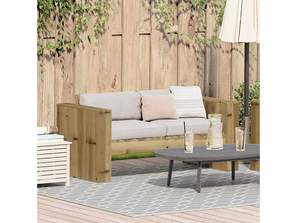 Sofá de jardín Verde 134 x 60 x 62 cm Madera de pino macizo