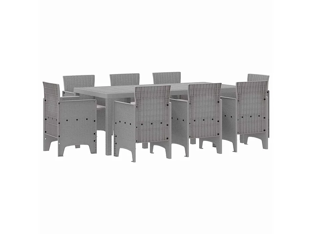 Garten Essgruppe 9 pcs Hellgrau Polypropylen