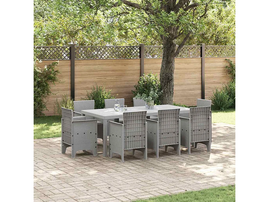 Garten Essgruppe 9 pcs Hellgrau Polypropylen