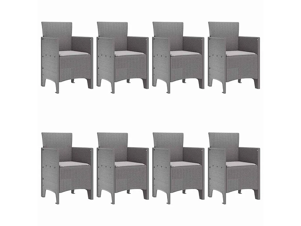 Garten Essgruppe 9 pcs Hellgrau Polypropylen