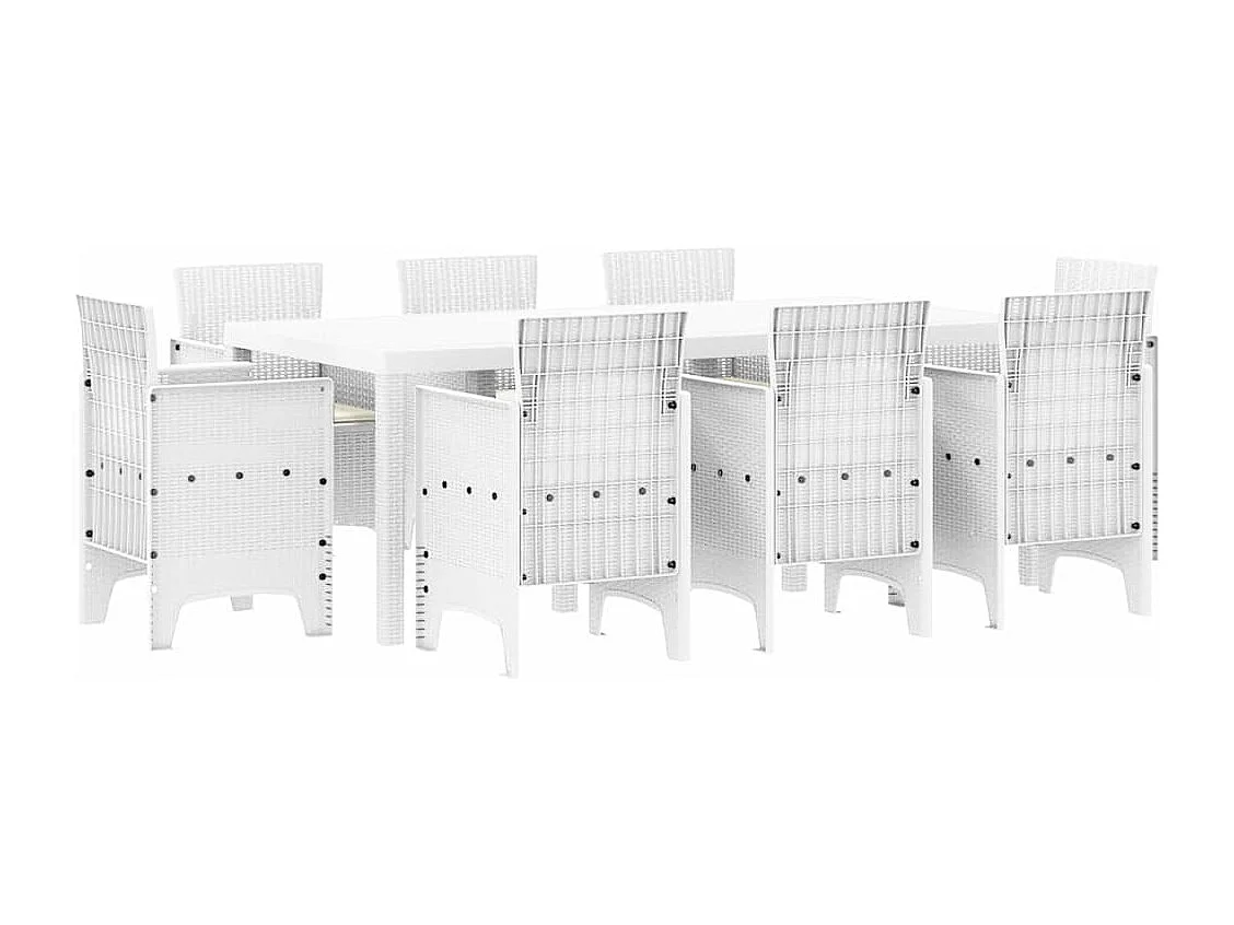 Ensemble de salle à manger pour jardin 9 pcs Blanc Rattan Polt